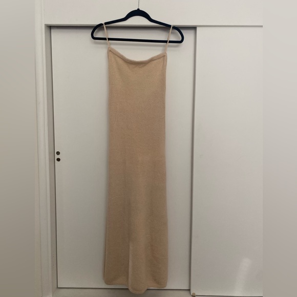 YURIKA MIDI DRESS - KNIT OPEN BACK DRESS IN NATURAL Size 2 - Picture 5 of 11